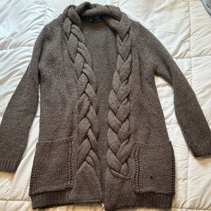 Matty M Taupe Cable Knit Cardigan
